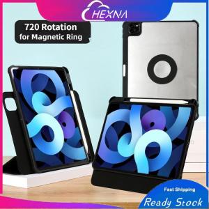 720 Rotatable Detachable Magnetic Ring Case for iPad Pro 11/13 inch 2024 Air 4 5 6 2024 Pro 11 12.9 for ipad 7 8 9 gen10.2 inch Clear Protective Cover Smart Folio with Pen Slot