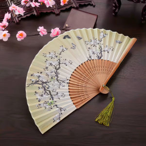 Bamboo Silk Vintage Hand Fan Folding Fan Chinese Fan Foldable Fan For Wedding Party Dance