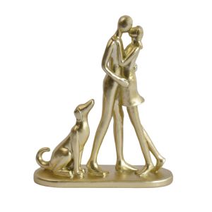 MMLUCK Cặp đôi Tượng Cô Gái và Chó Sáng tạo Một gia đình ba người Tác phẩm điêu khắc chó Đồ sưu tầm Trang trí Đồ trang trí phong cách Bắc Âu Sử dụng trên máy tính để bàn