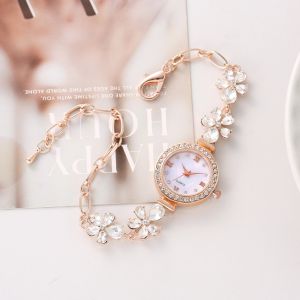 CHLOCH Khóa hoa đá quý Đồng hồ đeo tay thạch anh Roman-Scalped cương được gắn vào Đồng hồ thạch anh nữ sang trọng Phụ kiện thời trang Có thể điều chỉnh Đồng hồ nữ tròn cổ điển Quà tặng cho phụ nữ