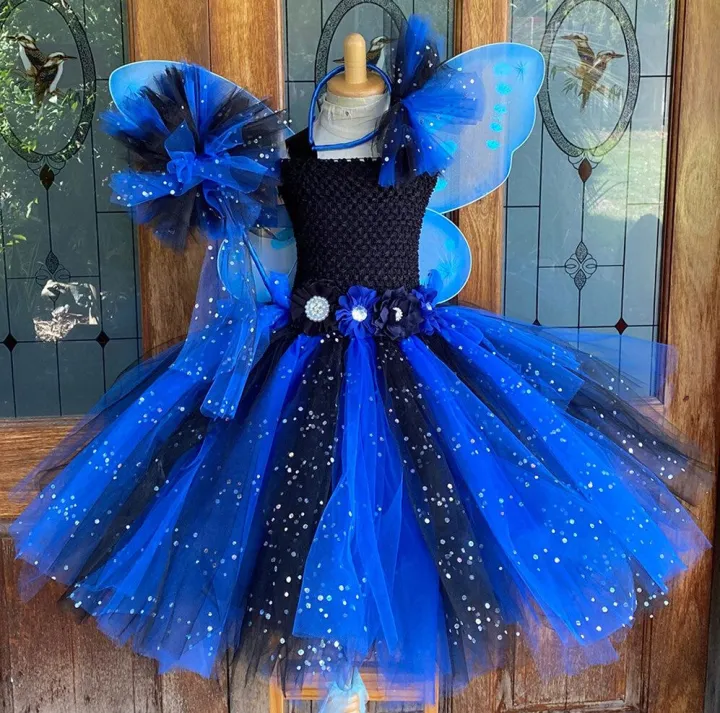 sachin and babi light blue dress VTG Y2K Whimsygoth Fairy Asymmetric Black Spaghetti Strap Beaded Rose Midi  Dress