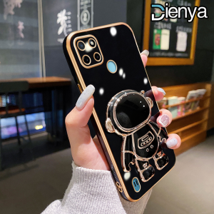 DIENYA Casing Ponsel untuk Realme C21 C21Y C25Y C20 C20A C11 2011 Narzo 50i Case pelindung HP kartun astronot lipat dudukan ponsel Casing ponsel lensa penuh pelindung Kesing silikon kreatif Softcase