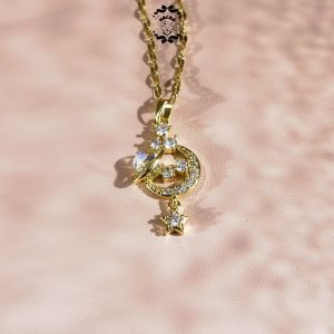 HCB❤"Stellar Charm: Gold-Plated Planet & Moon Pendant Jewelry - Ignite Your Celestial Style!"