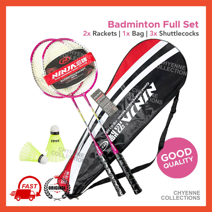Ninja 2 Person Badminton Rackets Full Set • with Shuttlecock Racquet
