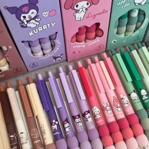 4psc Sanrio Kuromi My Melody Cinnamoroll อะนิเมะ 0.5 มม.ปากกาเจลสาวเครื่องเขียนปากกากดปากกา Kawaii นักเรียนอุปกรณ์ของเล่นเด็กของขวัญ