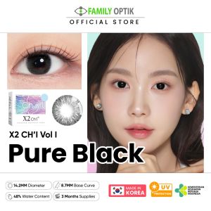 X2 Chi Vol I Pure (Black) Monthly Softlens Warna