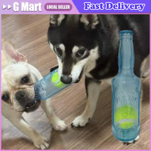 Pet Dog Toy Resistant Bite Teething Floating Rubber TPR Wine Bottle with Tennis Ball Large Dogs Puppy Sound Toys Pets Supplies