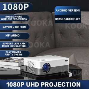 H5pro Native 1280P Full HD 4K Android 10.0 Projector Portable Beamer 8000 Lumens Home Cinema Classroom OfficeWiFi Wireless Mirror ScreenBluetooth，HMDI，YoutubeNetfilixmobile tv