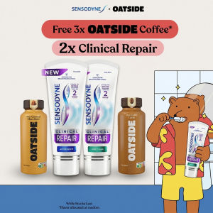 Sensodyne x Oatside Bundle - 2 x Sensodyne Clinical Repair Deep Clean 100g + FREE 3 x Oatside Coffee