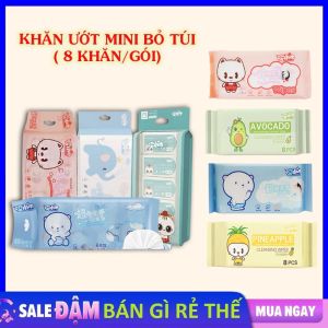 Khăn giấy ướt bỏ túi siêu mini Không mùi hương ( túi / 8 gói ) - Khăn Giấy Ướt Mini Hoạt Hình Cao Cấp Bỏ Túi Tiện Lợi Hàng Nội Địa Trung Siêu Đáng Yêu 8 Gói/Túi