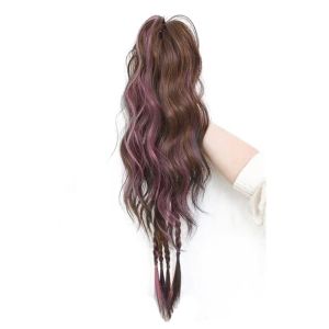 HANZE Half-tied Claw Clip Waterfall Ponytail Short Curly Highlight Twist Braid Wig Sweet Natural Pony Tail Hairpiece for Women