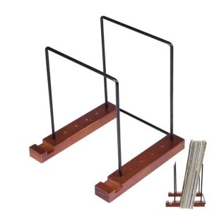 YIDIA เหล็กสีดำ ที่จับแผ่นเสียงไวนิล ไม้ที่เป็นของแข็ง จุได้มาก Deskop Rack อุปกรณ์ตกแต่งห้อง การประหยัดพื้นที่ ขาตั้งบันทึก หนังสือสำหรับเด็ก