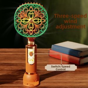 LOVELY HUT 3 Speeds Portable Electric Fan Retro Quiet Operation Personal Cooling Fan Long Battery Life Vintage USB Rechargeable Fan Indoor Outdoor Use