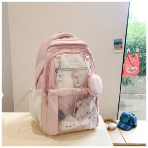 ready Backpack lucu korea tas ransel traveling wanita import korea style tas ransel sekolah Ransel Warna Bentrokan Angin Akademi Gadis Lucu tas sekolah Y2K aesthetic LM35