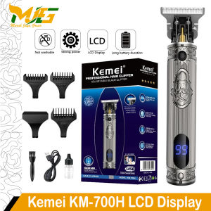 Kemei KM-700H Alat cukur Rambut Elektrik Mesin Pencukur Rambut Elektrik Profesional Pengisian Daya USB Alat Cukur T Profil Nirkabel Layar LCD