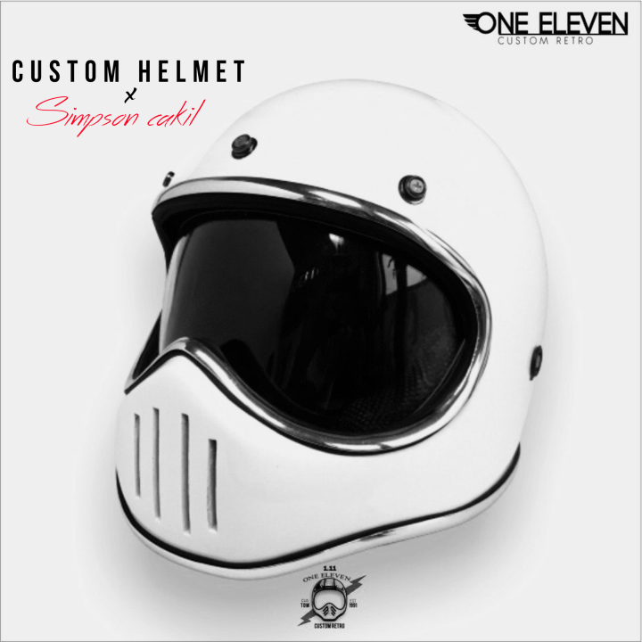 Helm Cakil M30 List Chrom Full Face Custom Simpson Bandit Retro
