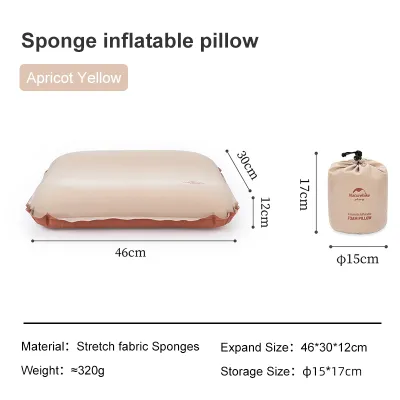 Naturehike Camping Automatic Inflation Pillows Outdoor 3D Comfortable Sponge Pillow Portable Air Pillow NH21ZT001