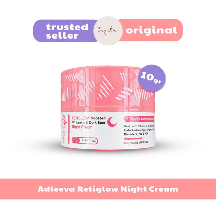 Adleeva Skincare Official Retiglow Whitening Booster Night Cream Krim malam Kusam Flek Noda Hitam