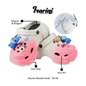 Sandal Anak Kodok Stitch Bitzer Jibbitz Slop Kodok Dejavu Sendal Korean Style Black Pink X606-F13