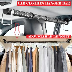 Car Clothes Hook Hanger Bar Adjustable Extendable Cloth Clothing Handle Rod Bar Holder Roof Rack Garment Coat Hanger Clothing Rod Bar Clothes Rack Van Lorry Truck