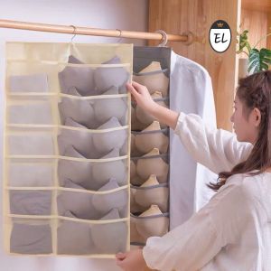 Pockets Double Sided Bra Underwear Socks Hanging Organizer Wardrobe Closet Hanger Pouch