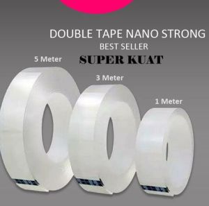 Tebal Uk 3 Meter!! Tape Double Tip Bening Lakban 3M Super Perekat Lengket Sisi 2 Bagus Paling Murah Dabel Tip Clear 3Meter Diameter Sedang/Lengket Banget isolasi/Dua lem isolatip/iso lasi/Solatip/Tempel Mobil Perlengkapan Rumah Karpet serba Guna