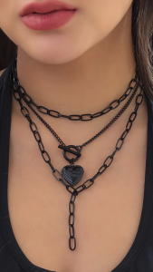 Fashionable Black Star/Crescent Pendant Necklace Adjustable Choker Chain with Tassels Accent for Parties and Festivals