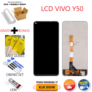 LCD VIVO Y50 FULLSET TOUCHSCREEN PERSISI ASLI BERGARANSI BONUS LEM ~ OBENG ~ ANTI GORES ~ BUBBLE KARDUS PACKING