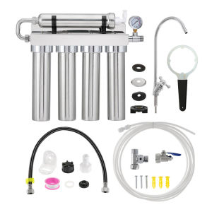 0.01μm Ultrafiltration Water Filter Under The Sink With Pressure Gauge Set Five-stage Ultrafiltration Water Purification Machine Used For The Stainless Steel Water Filter Of The Sink 99.99% Of The Pollutant Is Greater Than 0.01μm