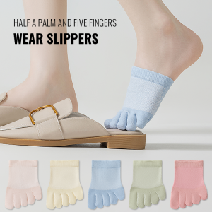 MiiOW Five Finger Sock Pure Cotton Invisible No Show Sock High Heels Half Foot Toeless Breathable Mesh Thin Ankle Sock Spilt Toe