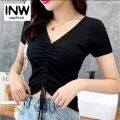 Villing Serut RIB | Atasan Wanita Crop Top Vneck Serut. 