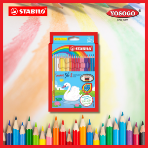 [super stationery] Stabilo Swans Colour Pencils 12 Short 12 Long 24 Long 36 Long 48 Long Color Pencil Gold Sliver Color Pensel Warna 1870S
