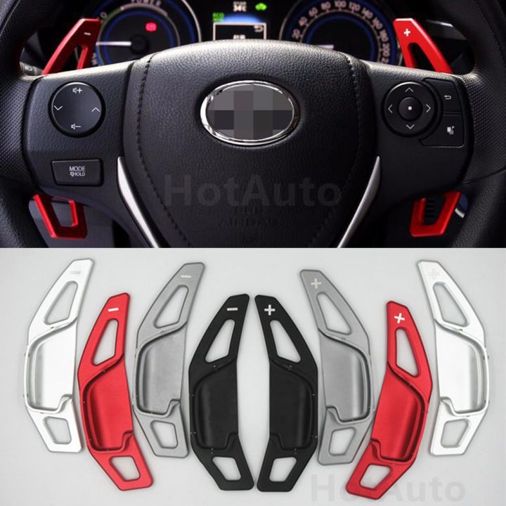 thumbnail image 2 of Red Aluminum Steering Wheel Paddle Shifter Extensions For Toyota Camry Corolla Avalon 2 of 3