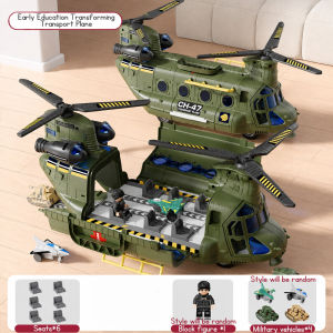 Large Childrens Airplane Helicopter Transporter for Boys Educational Toy Realistic Sound Light Effects