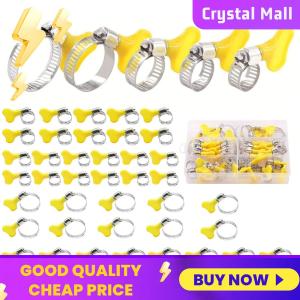 COD [Free Shipping] 48pcs 8-29mm Stainless Steel Worm Gear Hose Clamp Key-Type Butterfly Hose Clamps Adjustable for Pipe Fuel Line Plumbing Automotive