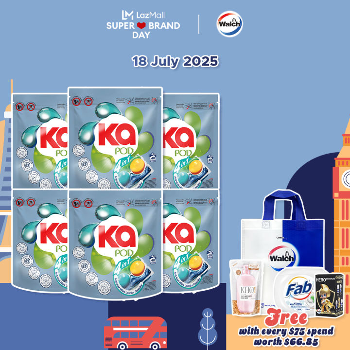 Ka 4in1 Antibacterial Laundry Capsules Detergent  Refill 40 pods x 6 Packs - Anti-Dust Mite