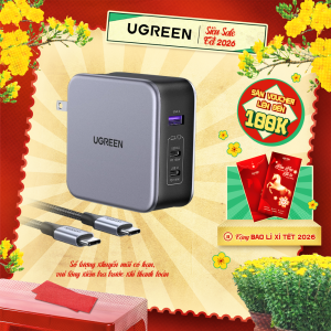 Củ sạc máy tính / điện thoại sạc nhanh UGREEN 140W CD289 Business Charger Nexode| Công nghệ GaN | 3 cổng USB PD 3.1 QC 4.0 3.0 | Sạc nhanh cho Macbook iPhone Máy Tính Bảng| Bảo hành 18 tháng
