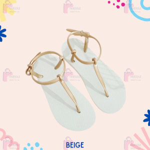 Simple Woman Summer Slippers - Non-slip and Lightweight Black and Beige Color Flat Flip-Flops for Women