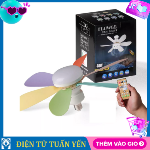 Quạt trần mini 5 cánh đa sắc công suất 30W tích hợp đèn led siêu sáng E27 có remote điều khiển từ xa