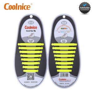 COOLNICE Silicone No-Tie Shoelaces ADULT SIZE Patented Premium Product Item LX-A 8+8 One Pair 16 Pieces Durable Fashionable Tie-Free Flat Silicone Shoelaces