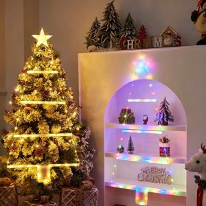 Christmas Tree Ladder Lights LED Warm White Multicolor Battery Operated 3AAA 8 Modes Xmas Tree Home Holiday Decor