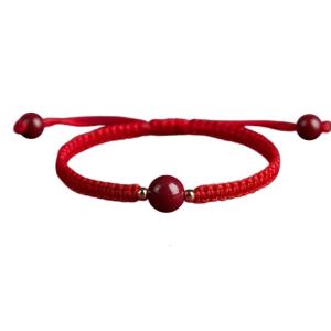 Màu đỏ Trung Quốc Vòng tay dệt tròn Handmade hạt cổ tay Bangle có thể điều chỉnh dây thừng đỏ tay chuỗi mắt xích cho may mắn và tài sản