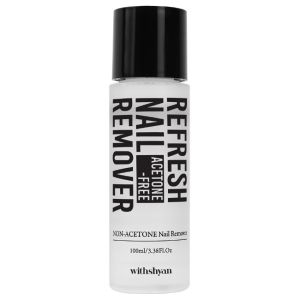 WithShyan Non Acetone Remover 100ml Hypoallergenic Unscented Vitamin E for Sensitive Skin
