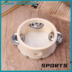 Dtake 4 inch cầm tay Tambourine với kim loại hàng duy nhất jingles da cừu trống da bằng gỗ Tambourines giải trí đồ chơi âm nhạc
