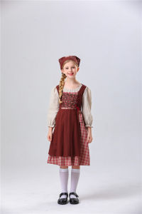11.11 Cross-border Halloween Childrens Day Parent-Child Play Medieval Pastoral Maid Little Girl Stage Show Costume Adult