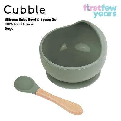 Cubble Silicone Suction Bowl with Spoon Set (6 Colors) Baby Bowl with Feeding Spoon - 100% Food Grade Silicone