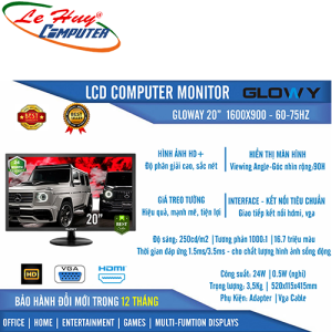 Màn hình LCD 20 Glowy GW20 (VGA -HDMI) (1600x900) Chính Hãng