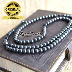 Kalung Tasbih 99 Butir Batu Akik Hitam Blustin ASLI Alam Natural Unik Etnik Antik