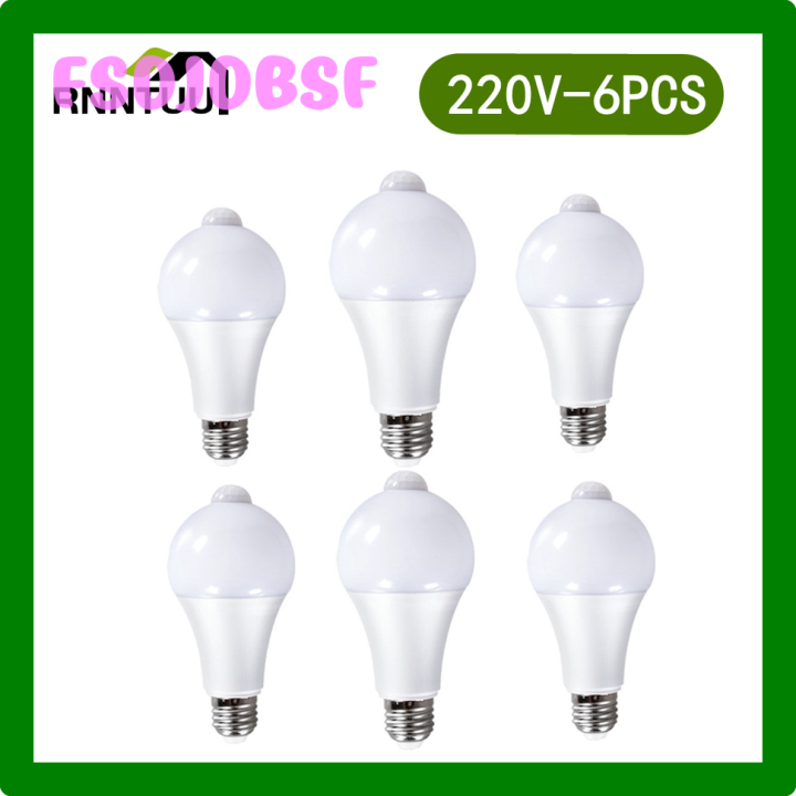 FSDU 6PCS PIR Motion Sensor LED Bulb E27 9W 12W 15W 18W AC85265V