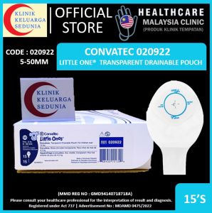 #KlinikKita| 20922 / 020922 - Convatec Little One Ones Stoma Bag Drainable Pouch 8-50mm 15s Littleones TRANSPARENT 康復寶小兒造口袋(開口袋)